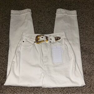 NWT Le' AL.X Women's White Western Belt Straight Leg Denim Jeans